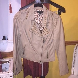 Tan Studded Motorcycle Jacket